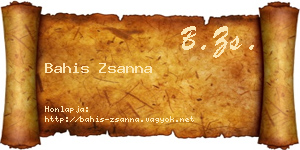 Bahis Zsanna névjegykártya